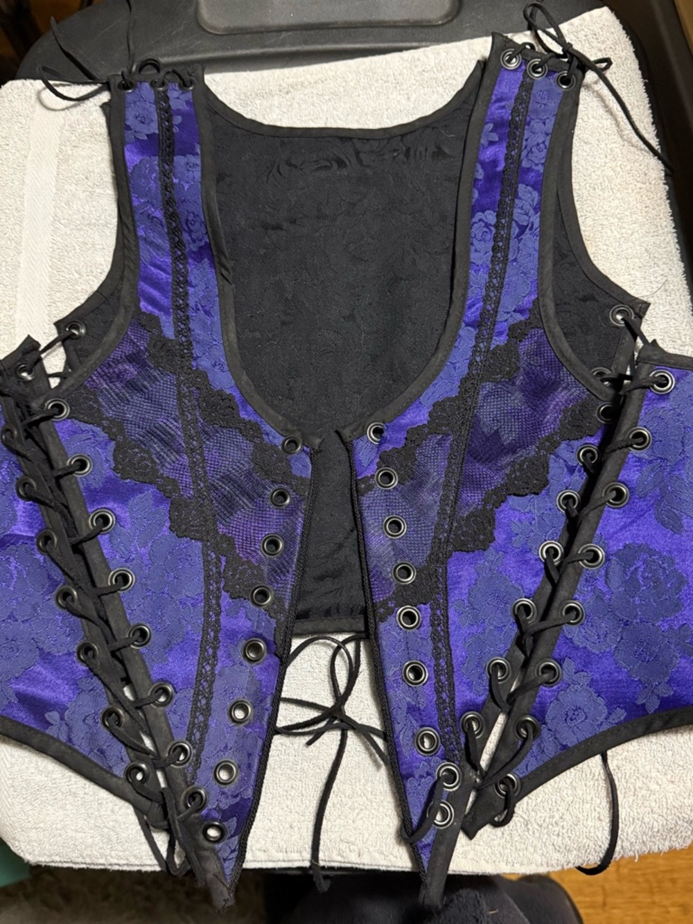 Reversible Purple/Royal Blue Lace-Up Gothic corset